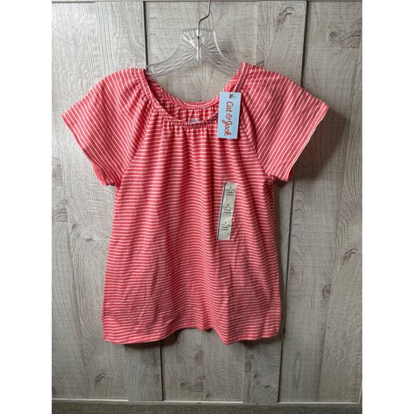 Lot of 2 Girls Coral Pink Striped Top & Navy Blue Pants Zip Ankle Large 10/12 - Picture 2 of 10